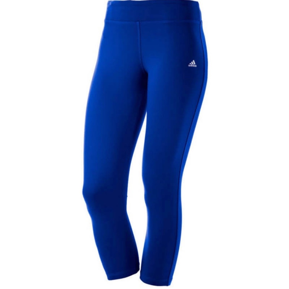 Adidas | Womens Capri Leggings Size XS Blue Crop Mid Rise Activewear Climalite